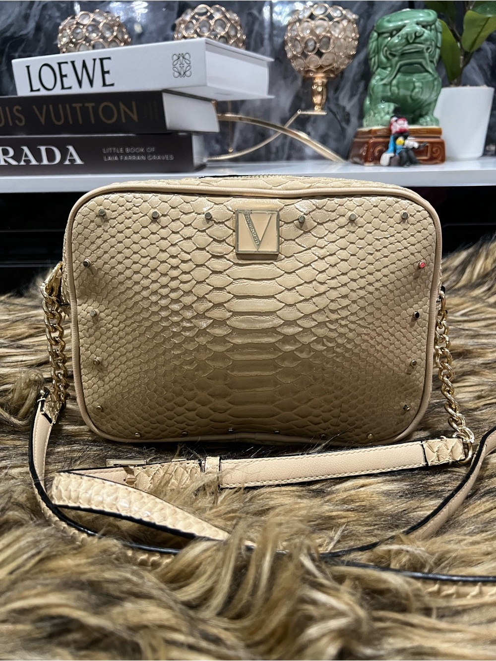 Victoria’s secret Beige Python-Embossed Crossbody Bag